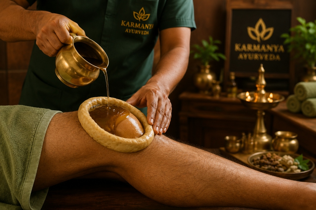 Janu Basti Warm Medicated Oil Reservoir for Knee Joint Care